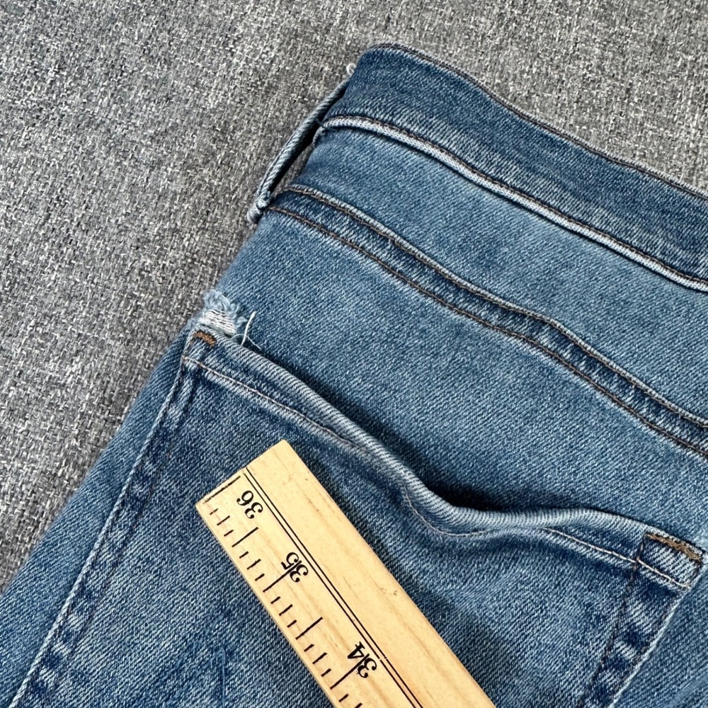 MOTHER High Waisted Straight Leg Jeans Blue Denim Raw Hem Button Fly Size 31 - Picture 12 of 12